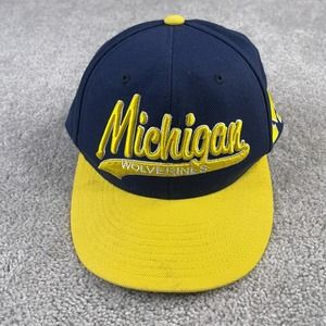 Michigan Wolverines‎ Hat Cap Mens Snapback Blue Top Of The World Script Logo